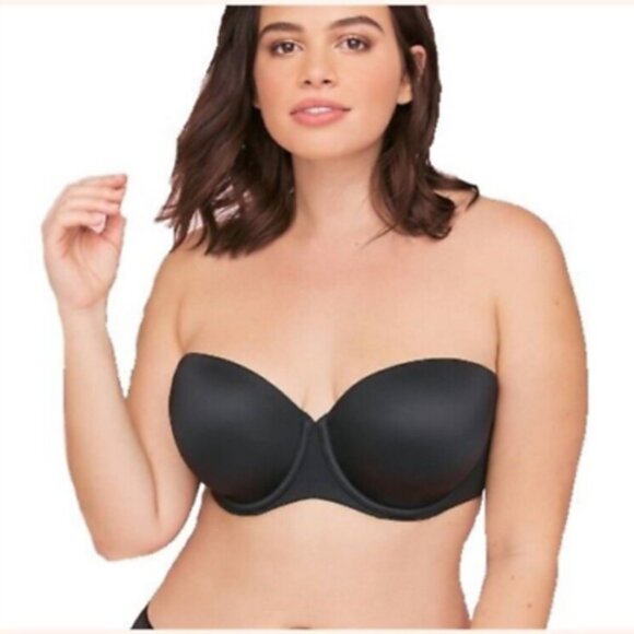 Lane Bryant Cacique Bra Multi Way Strapless Lightweight 38H Black w/ Straps - Picture 2 of 10